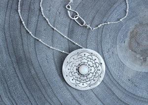 Ethiopian Opal Silver Mandala Necklace