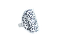Silver Mandala Saddle Ring