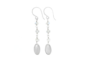 Moonstone Recycled Silver Dangle Earrings