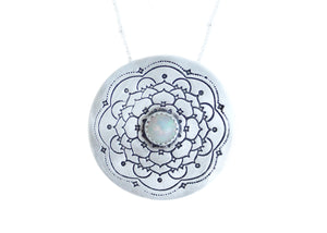 Ethiopian Opal Silver Mandala Necklace