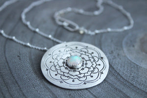 Ethiopian Opal Silver Mandala Necklace