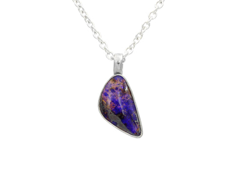 Purple Australian Boulder Opal Sterling Silver Necklace