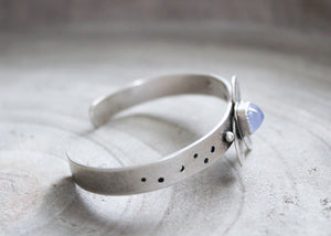 Purple Chalcedony Sterling Silver Leaf Cuff Bracelet
