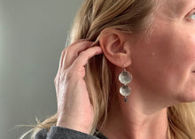 Raw Black Diamond Silver Circle Dangle  Earrings