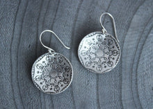 Silver Circle Mandala Earrings