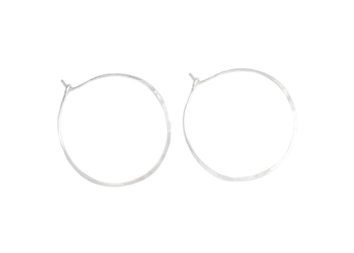 Sterling Silver Hammered Hoop Earrings
