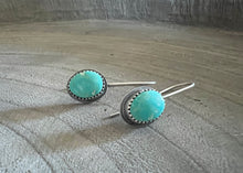 Kingman Turquoise Oval Silver Drop Earrings - Small No. 1