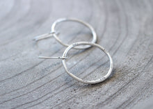 Handmade Stamped Sterling Silver Hoop Dangle Earrings