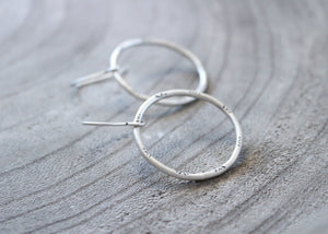 Handmade Stamped Sterling Silver Hoop Dangle Earrings