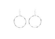 Handmade Stamped Sterling Silver Hoop Dangle Earrings