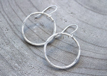 Handmade Stamped Sterling Silver Hoop Dangle Earrings