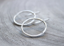 Handmade Stamped Sterling Silver Hoop Dangle Earrings