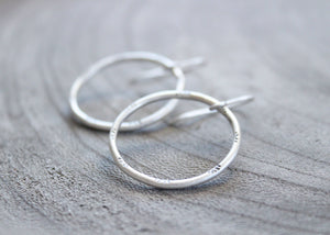 Handmade Stamped Sterling Silver Hoop Dangle Earrings