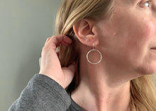 Handmade Stamped Sterling Silver Hoop Dangle Earrings