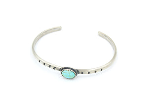 Turquoise Stamped Silver Stacking Cuff Bracelet