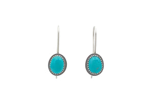 Sterling Silver Kingman Turquoise Silver Drop Earrings - Small No. 2