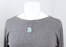 Kingman Turquoise With Pyrite Silver Floral Pendant Necklace