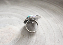 Kingman Turquoise Silver Floral Asymmetrical Cocktail Ring