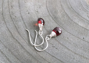 Garnet Dangle Sterling Silver Earrings