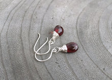 Garnet Dangle Sterling Silver Earrings
