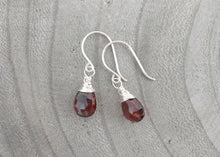 Garnet Dangle Sterling Silver Earrings