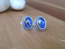 Golden Rutile Quartz Over Lapis Sterling Silver Stud Earrings