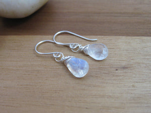 Rainbow Moonstone Sterling Silver Dangle Earrings