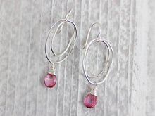Pink Topaz Sterling Silver Organic Shaped Oval Earrings
