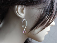 Pink Topaz Sterling Silver Organic Shaped Oval Earrings