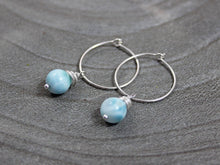 Larimar Sterling Silver Hoop Earrings