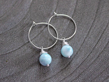 Larimar Sterling Silver Hoop Earrings