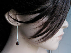 Garnet Sterling Silver Drop Earrings