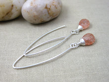 Sunstone Sterling Silver Long Dangle Earrings