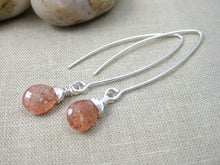 Sunstone Sterling Silver Long Dangle Earrings
