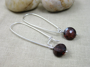 Garnet  Sterling Silver Drop Earrings