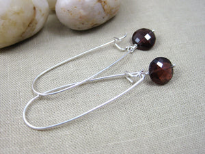 Garnet  Sterling Silver Drop Earrings