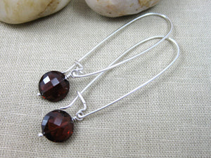 Garnet  Sterling Silver Drop Earrings