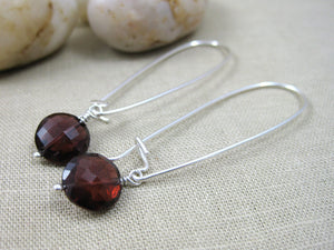 Garnet  Sterling Silver Drop Earrings
