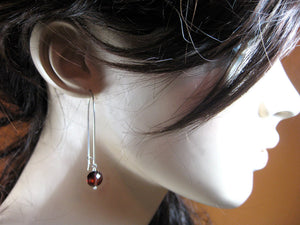 Garnet  Sterling Silver Drop Earrings