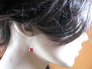 Ruby Sterling Silver Dangle Earrings