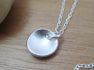 Recycled Silver Brushed Texture Circle Necklace