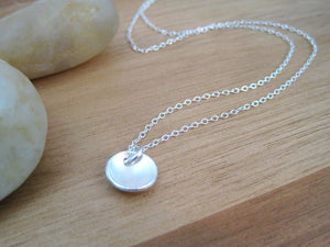 Recycled Silver Brushed Texture Circle Necklace