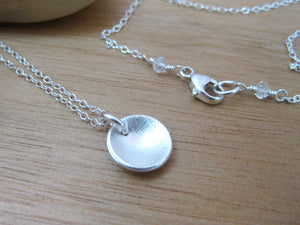 Recycled Silver Brushed Texture Circle Necklace