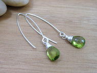 Peridot Long Drop Sterling Silver Dangle Earrings