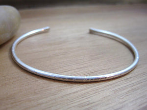 Sterling Silver Thin Hammered Cuff Bracelet — Chipped Finish