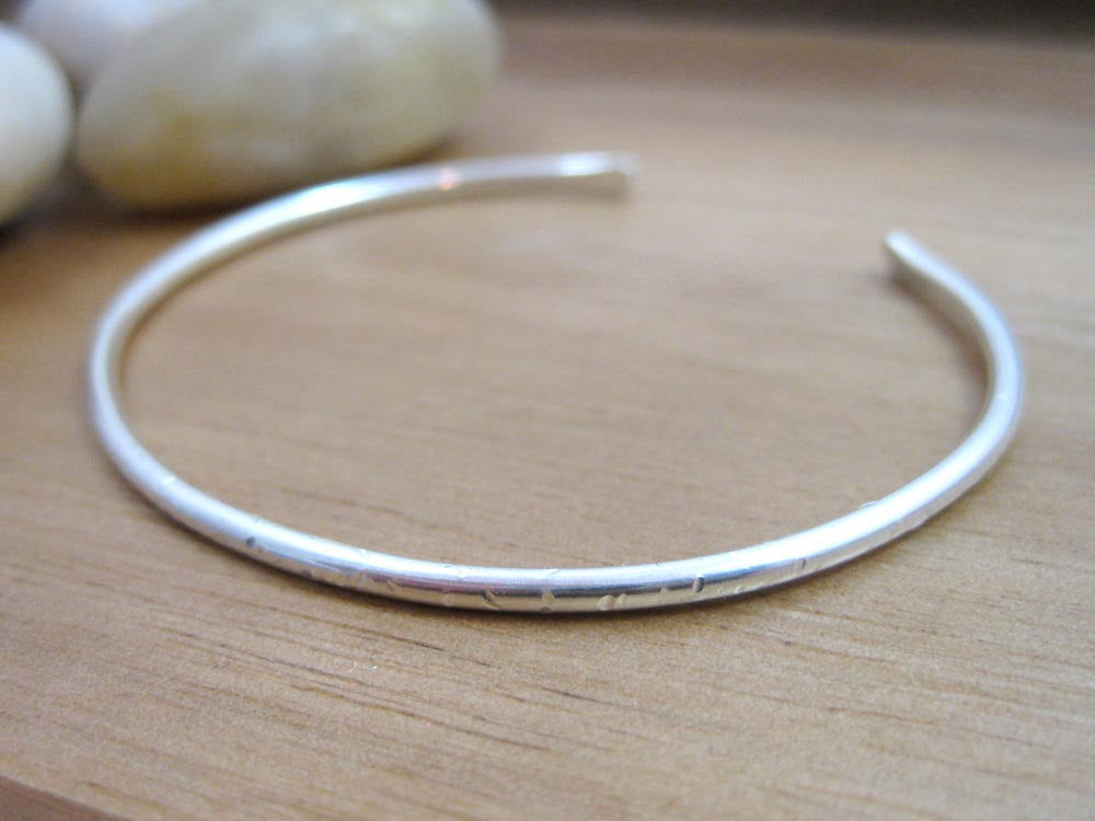 Wanderlust Hammered Sterling Silver Bangle Cuff Bracelet