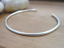 Sterling Silver Thin Hammered Cuff Bracelet — Chipped Finish