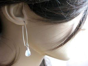Rainbow Moonstone Sterling Silver Drop Earrings