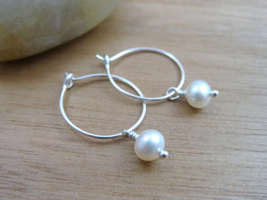 Freshwater Pearl Sterling Silver Hoop Earrings
