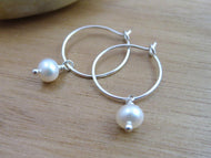 Freshwater Pearl Sterling Silver Hoop Earrings